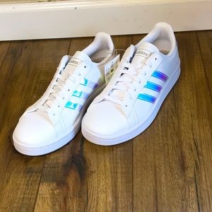 Brand new never worn white holographic adidas